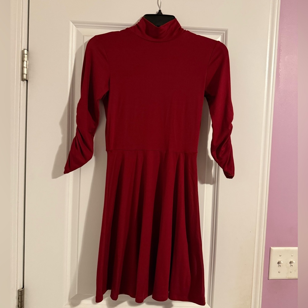 Long Sleve Red Dress